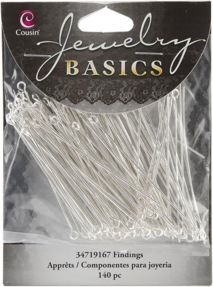Cousin Jewelry Basics Eye Pin, Bright Silver, 140-Piece