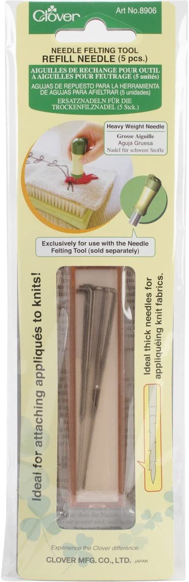 Clover Needlecrafts Felting Needle Tool Refill Heavy Weight 5 Pack 8906 (3-Pack)