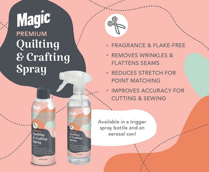Magic Premium Quilting Crafting Spray Bottle – Fabric Spray for Cutting, Creasing, and Sewing Wrinkle Spray (16oz Trigger)