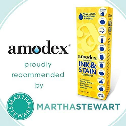 Amodex Ink and Stain Remover – Cleans Marker, Ink, Crayon, Pen, Makeup from Furniture, Skin, Clothing, Fabric, Leather - Liquid Solution - 4 fl oz Bottle