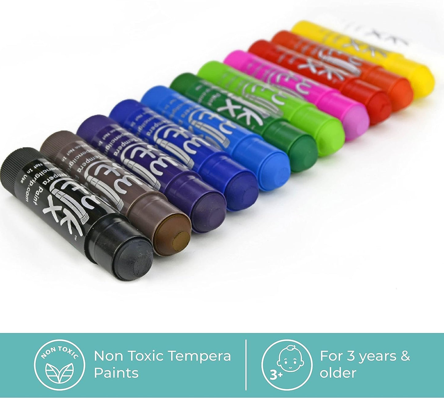 The Pencil Grip Kwik Stix Tempera Paints, Tempera Paint Pens, Super Quick Drying, 144 Assorted Classic Colors, Class Set- TPG-644