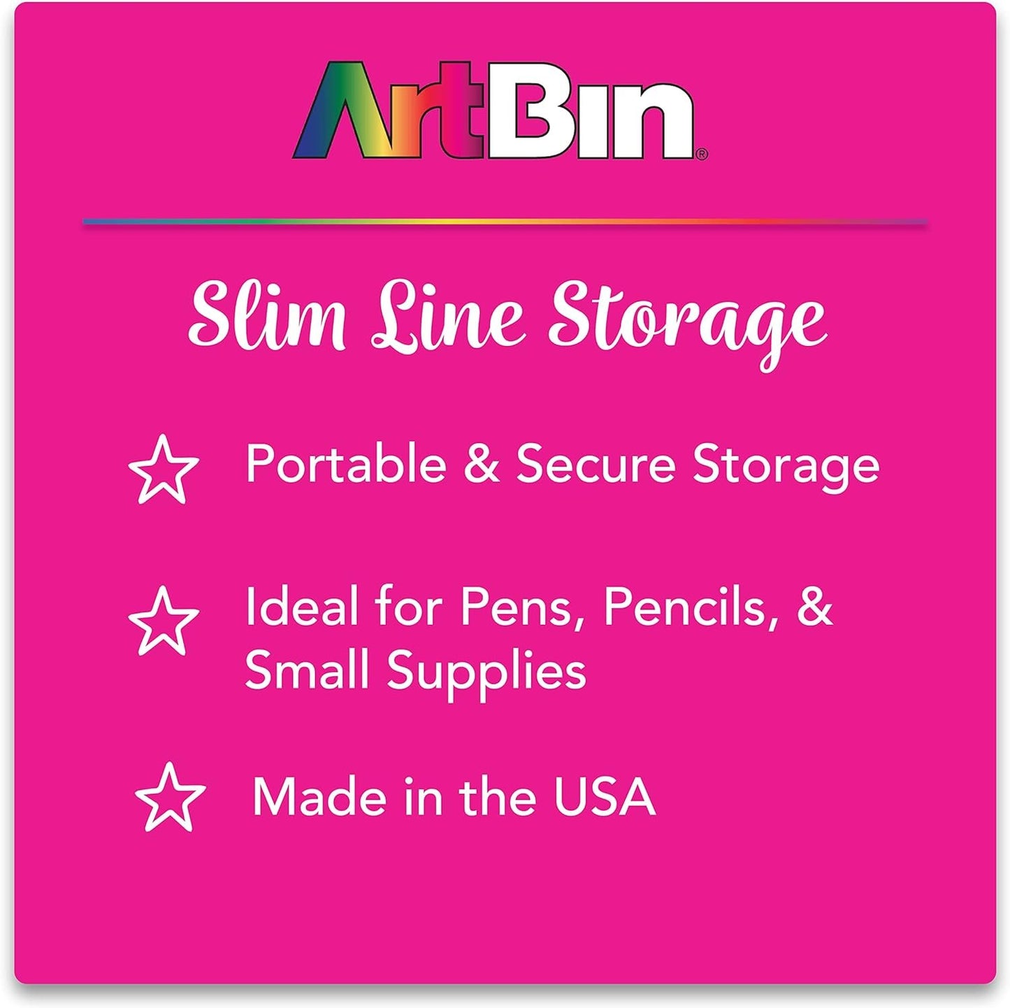 ArtBin 6902AG Slim Line Pen & Pencil Box, Small Art & Craft Organizer, [1] Plastic Storage Case, Translucent