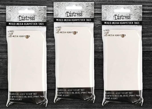 Tim Holtz #5 Distress Mixed Media Heavystock Tags, 3 Packages, 60 Tags Total