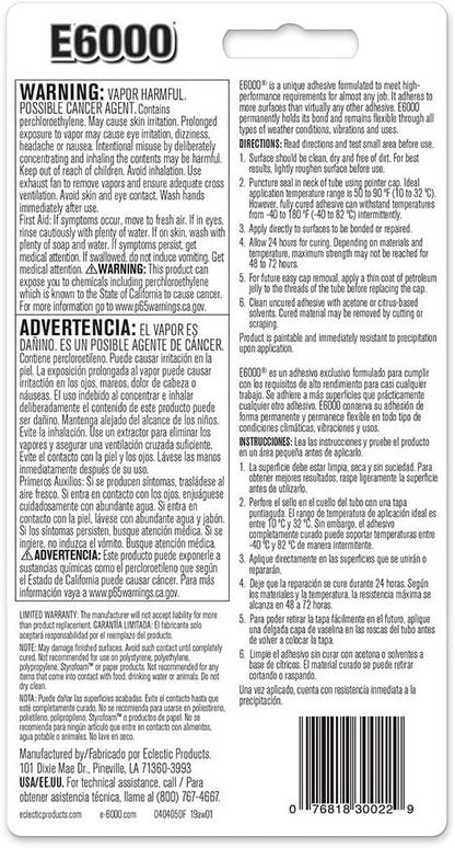 E6000 Clear Medium Viscosity Auto/Industrial Adhesive, 3.7 fl oz