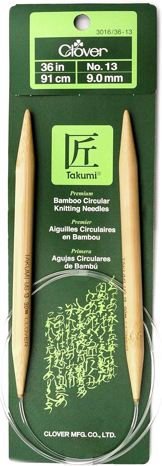 Clover 3016/36-13 Takumi Bamboo Circular 36-Inch Knitting Needles, Size 13