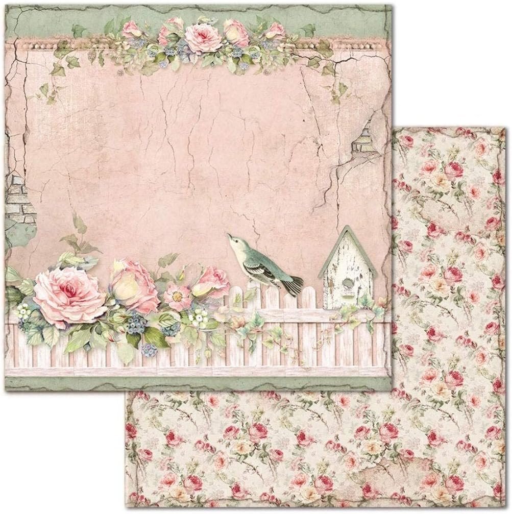 STAMPERIA INTERNATIONAL, KFT PAPER PAD 12X12 10PK HOUSE ROSE, 30.5 x 30.5 (12" x 12"), Multicoloured