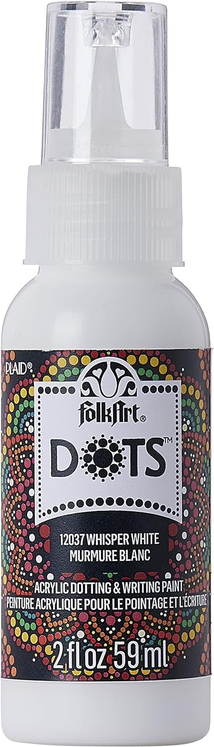 FolkArt, Whisper White Acrylic 2 fl oz Vibrant Multi-Surface Dot Paint Perfect for Easy to Apply DIY Arts and Crafts, 12037