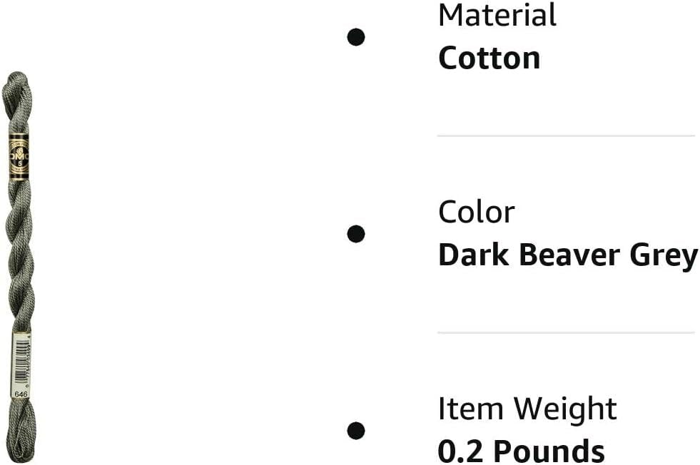 DMC 115 5-646 Pearl Cotton Thread, Dark Beaver Grey, Size 5