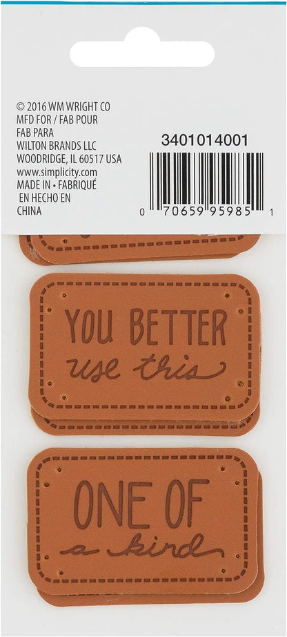 Boye Sarcastic Leather Handmade Labels for Crafts, Knitting, and Crocheting, 6 Pack