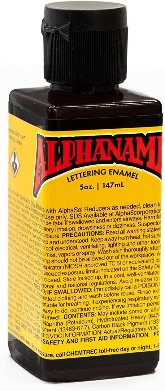 Alphanamel - McKeag's Black - Enamel Paint for Sign Painting, Lettering, Pinstriping, 48 Colors, Multiple Sizes, 5 oz