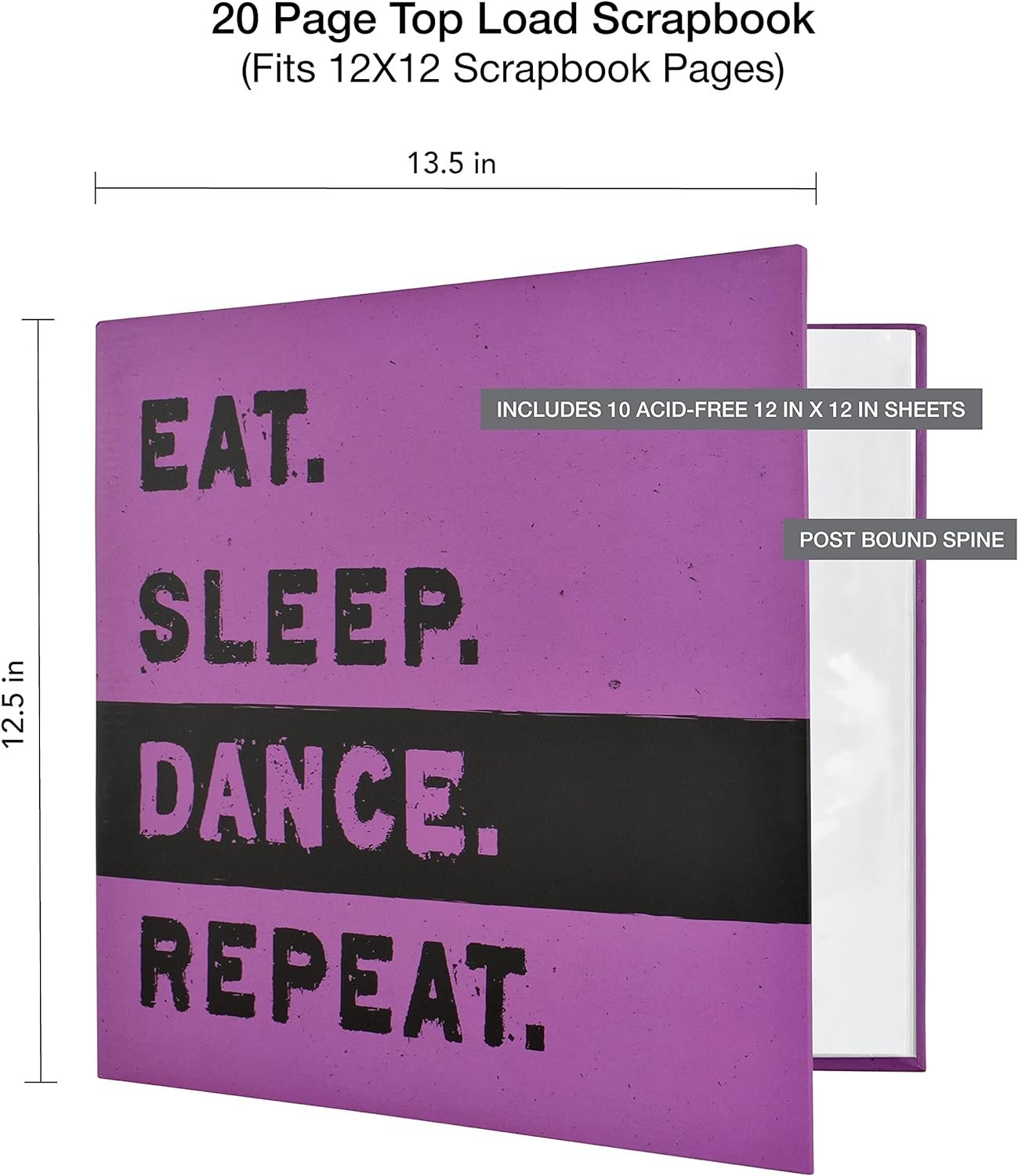 MCS Expandable 10-Page Sports Scrapbook Album with 12 x 12 Inch Pages, 13.5 x 12.5 Inch, Dance