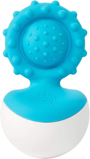 Fat Brain Toys Dimpl Wobbl - Blue - Travel-Friendly Baby Sensory & Teething Toy