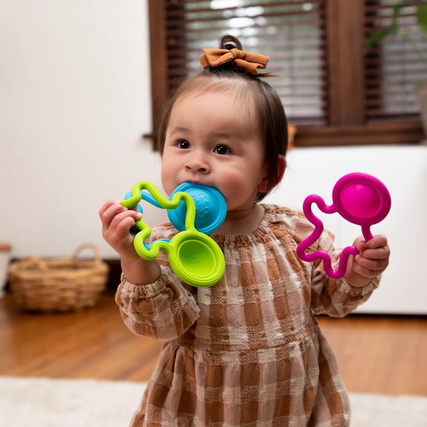 Fat Brain Toys Lil Dimpl Orange - Popping Sensory Toy & Teether, Ages 0+