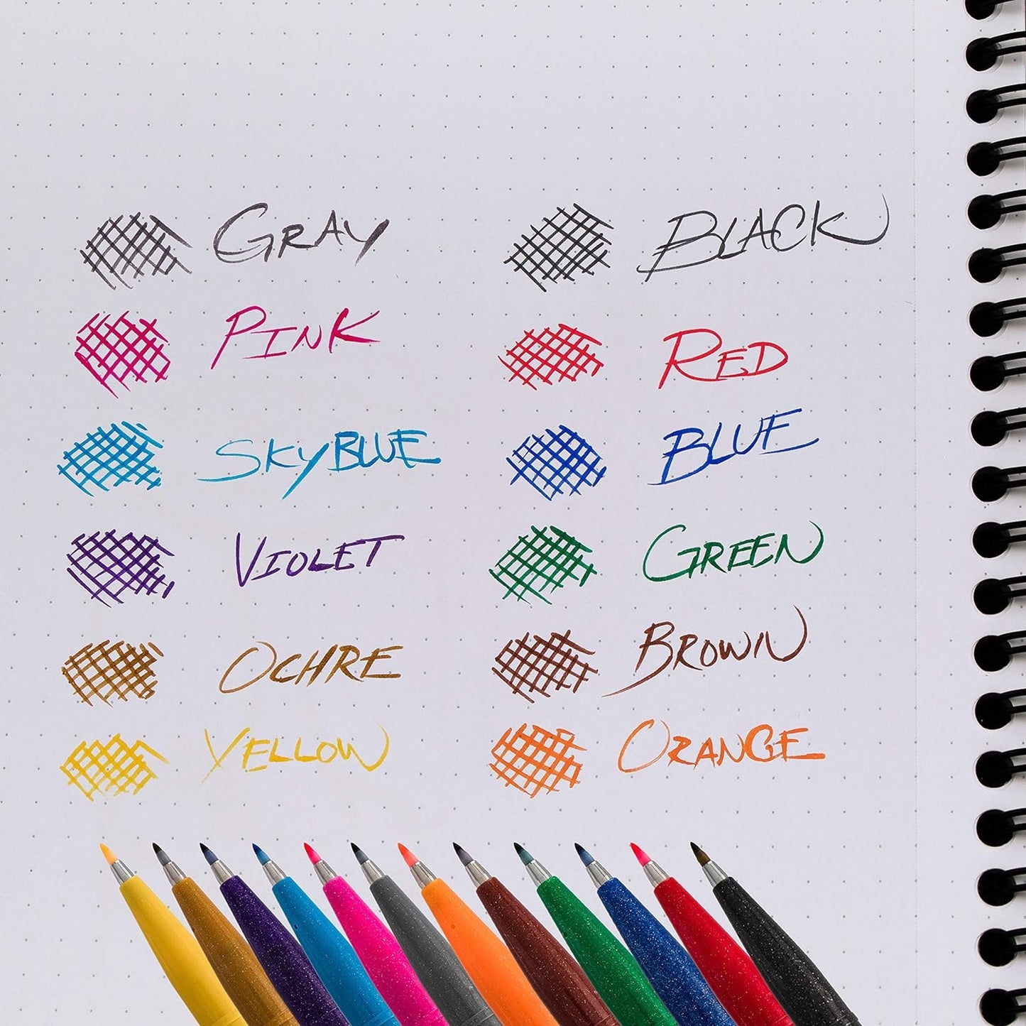 Pentel Arts Sign Pen Brush Tip, Ochre Ink, Box of 12 (SES15C-Y)