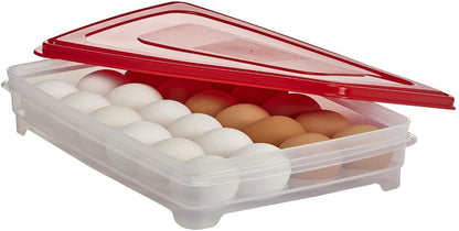 Egg Holder for Refrigerator, Deviled Egg Tray Carrier With Lid- Container for 24 Eggs