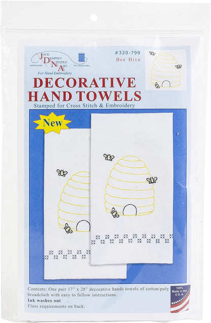 Jack Dempsey BEE HIVE Hand Towels, White