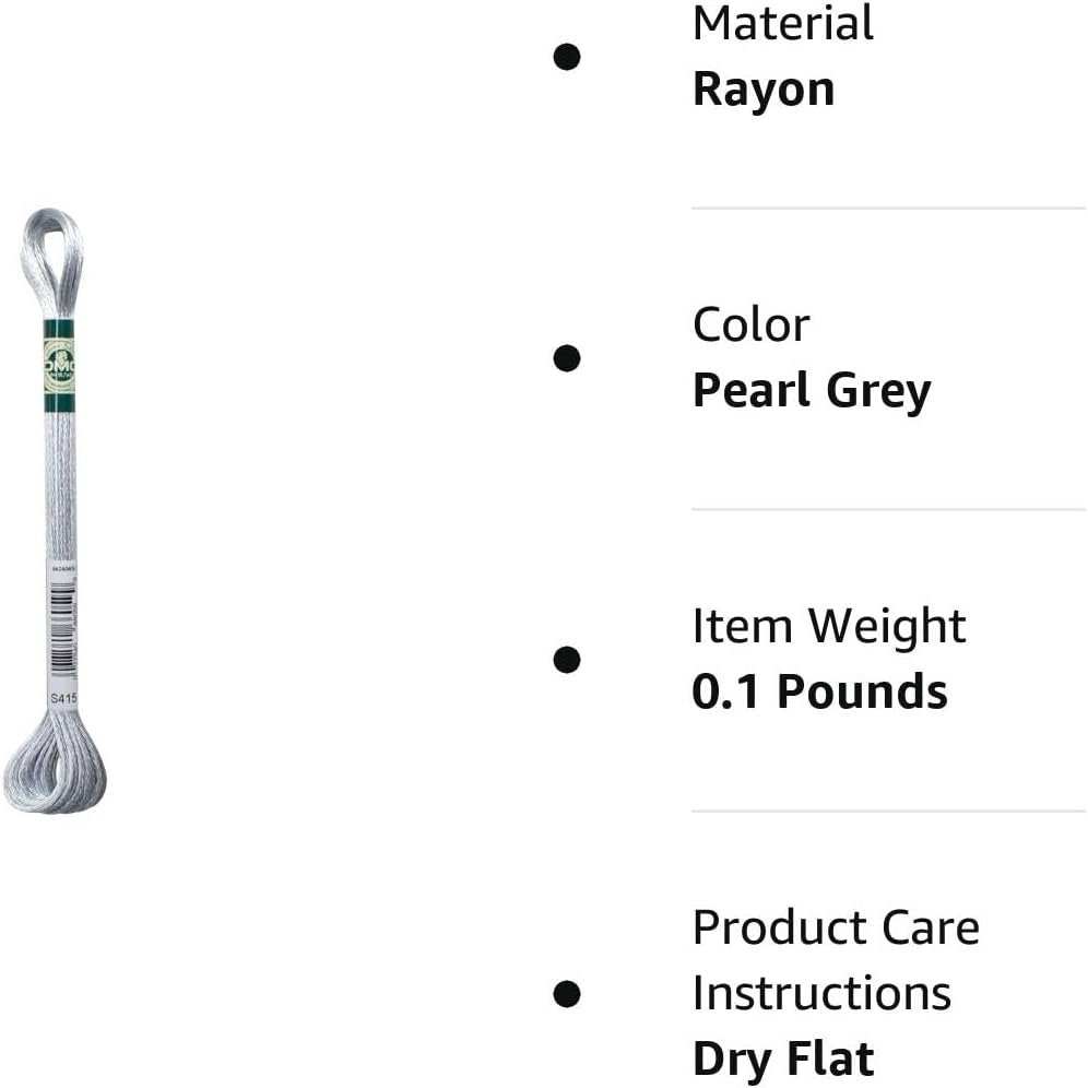 DMC 1008F-S415 Shiny Radiant Satin Floss, Pearl Grey, 8.7-Yard