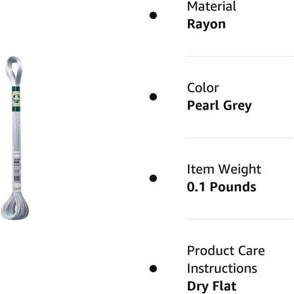 DMC 1008F-S415 Shiny Radiant Satin Floss, Pearl Grey, 8.7-Yard