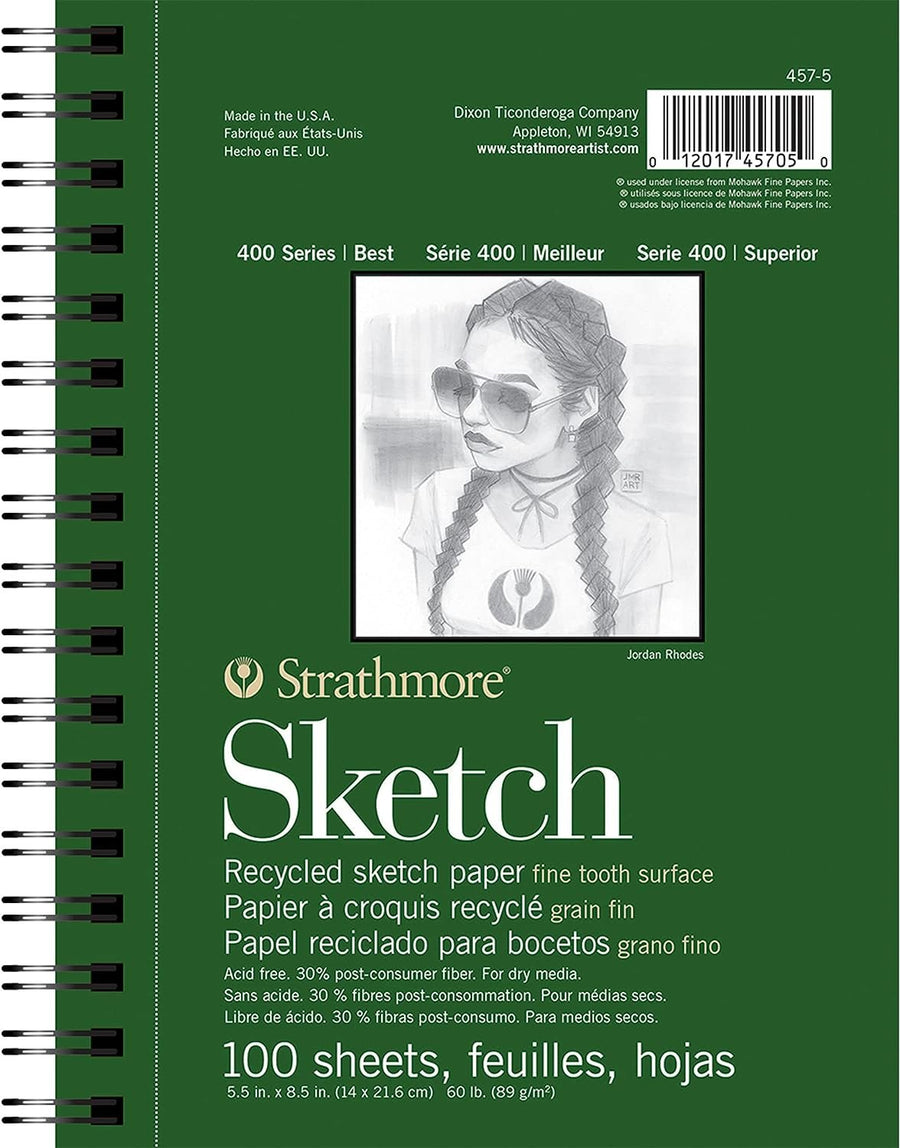 Strathmore Sketch Spiral Paper Pad 5.5"X8.5"-100 Sheets -455800