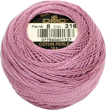 DMC Pearl Cotton Ball Size 8 87yd, Medium Antique Mauve