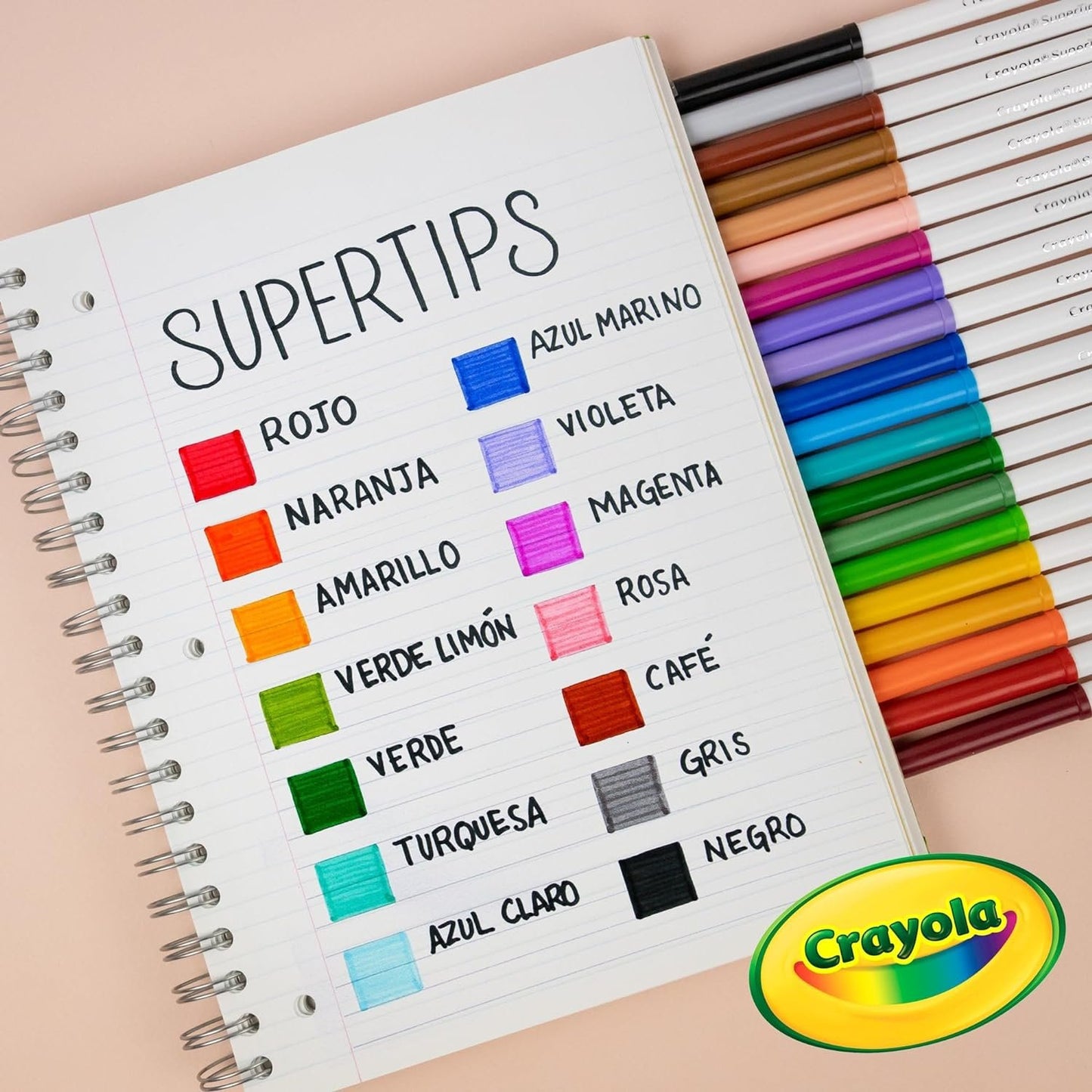 Crayola Super Tips Markers, Coloring Book Markers, 20 count