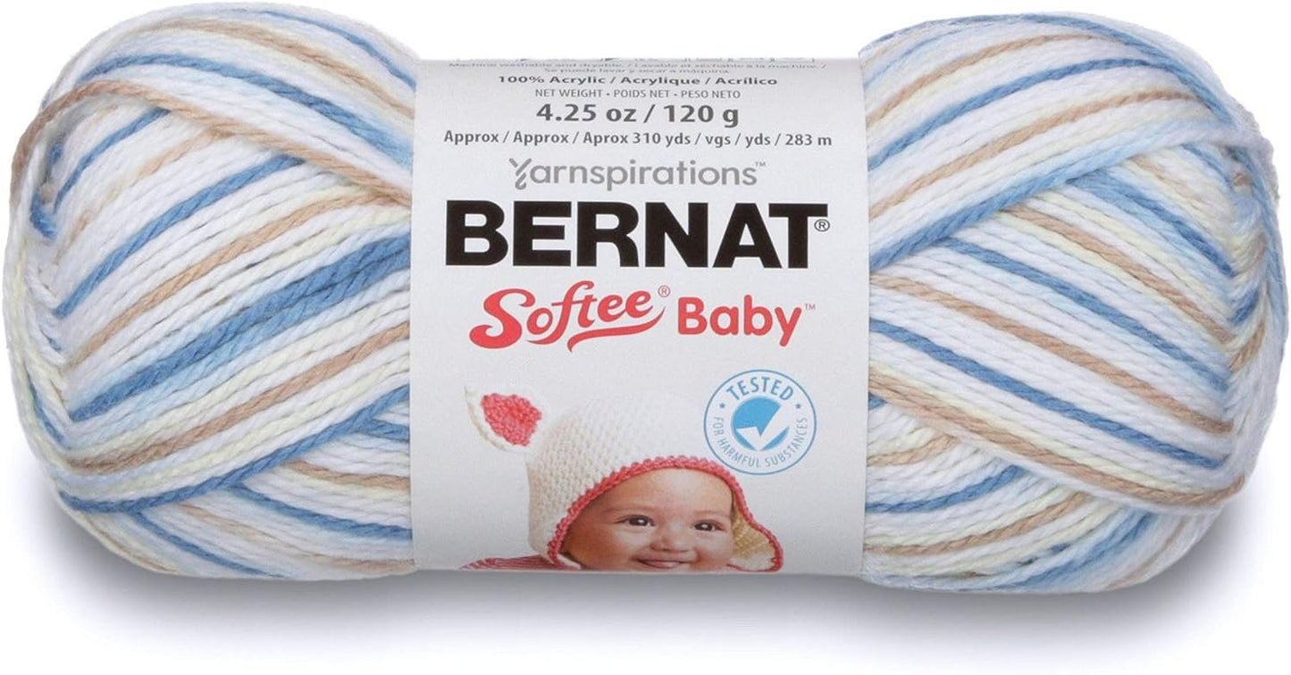 Bernat Softee Baby Yarn, Ombre, 4.25 oz, Gauge 3 Light, Little Boy Blue Ombre