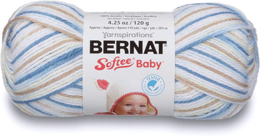 Bernat Softee Baby Yarn, Ombre, 4.25 oz, Gauge 3 Light, Little Boy Blue Ombre