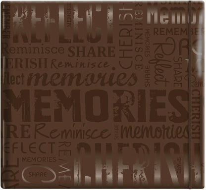 MCS MBI 13.5x12.5 Inch Embossed Gloss Expressions Scrapbook Album with 12x12 Inch Pages, Brown, Embossed "Memories" (848122)