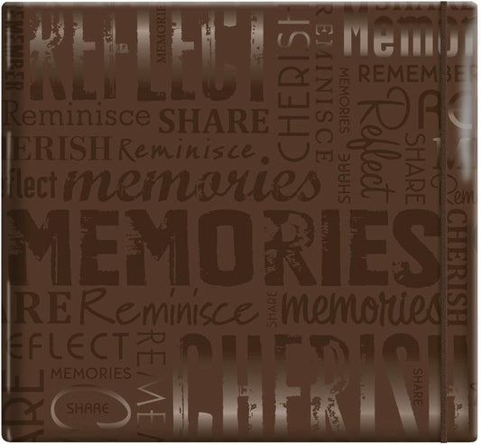 MCS MBI 13.5x12.5 Inch Embossed Gloss Expressions Scrapbook Album with 12x12 Inch Pages, Brown, Embossed "Memories" (848122)