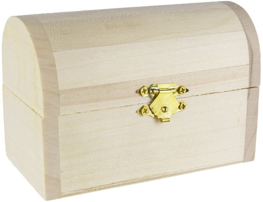 Package of 8 Unfinished Wood Treasure Chest Boxes for Weddings, Crafts & More