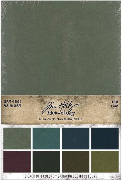 Tim Holtz idea-Ology Kraft Stock, 3 Packages, Cool, Warm and Neutral Colors, 72 Sheets, 24 Colors