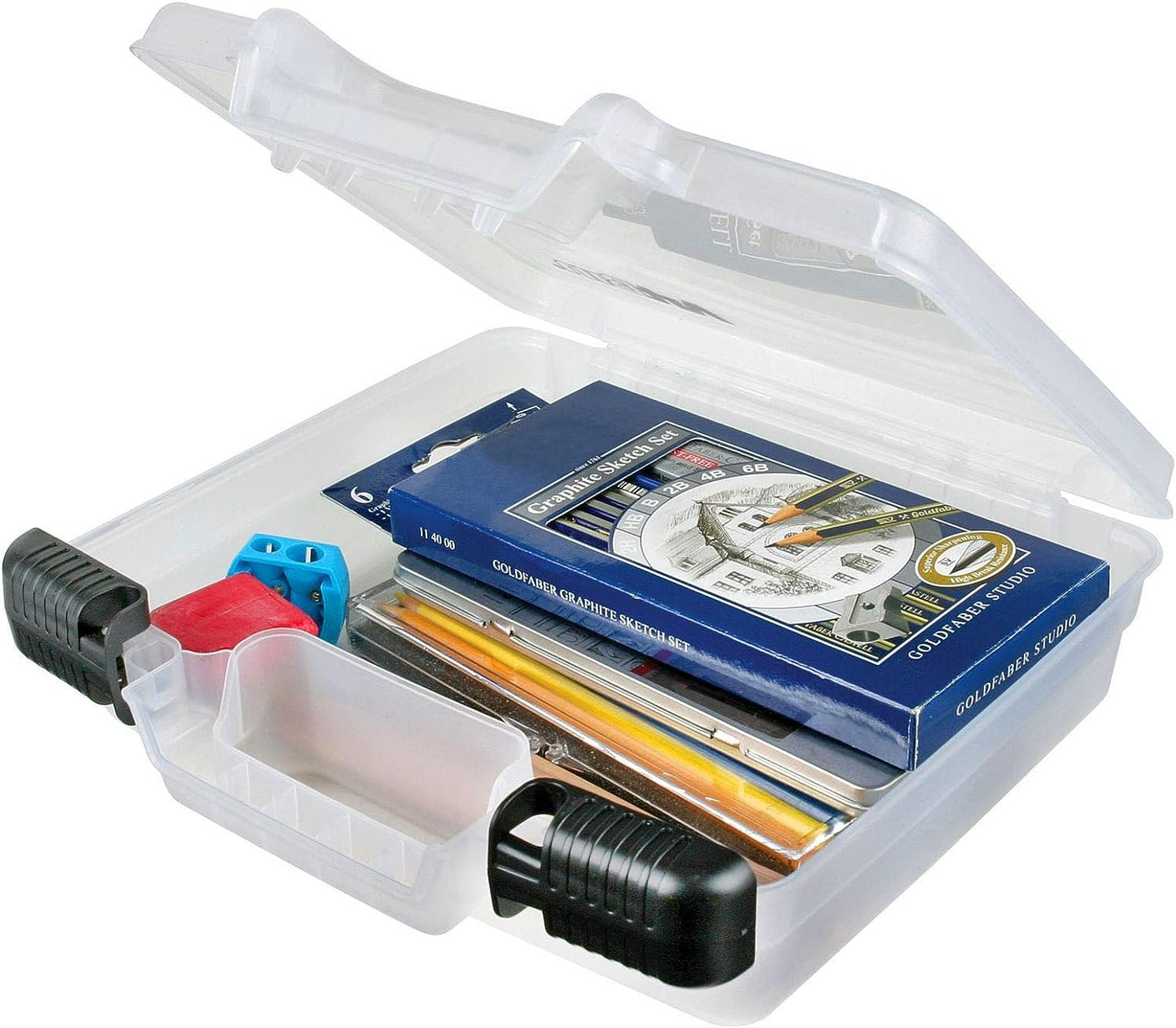 ArtBin 6972AB 10 inch Quick View Deep Base Carrying Case, Portable Art & Craft Organizer with Handle, [1] Plastic Storage Case, Translucent