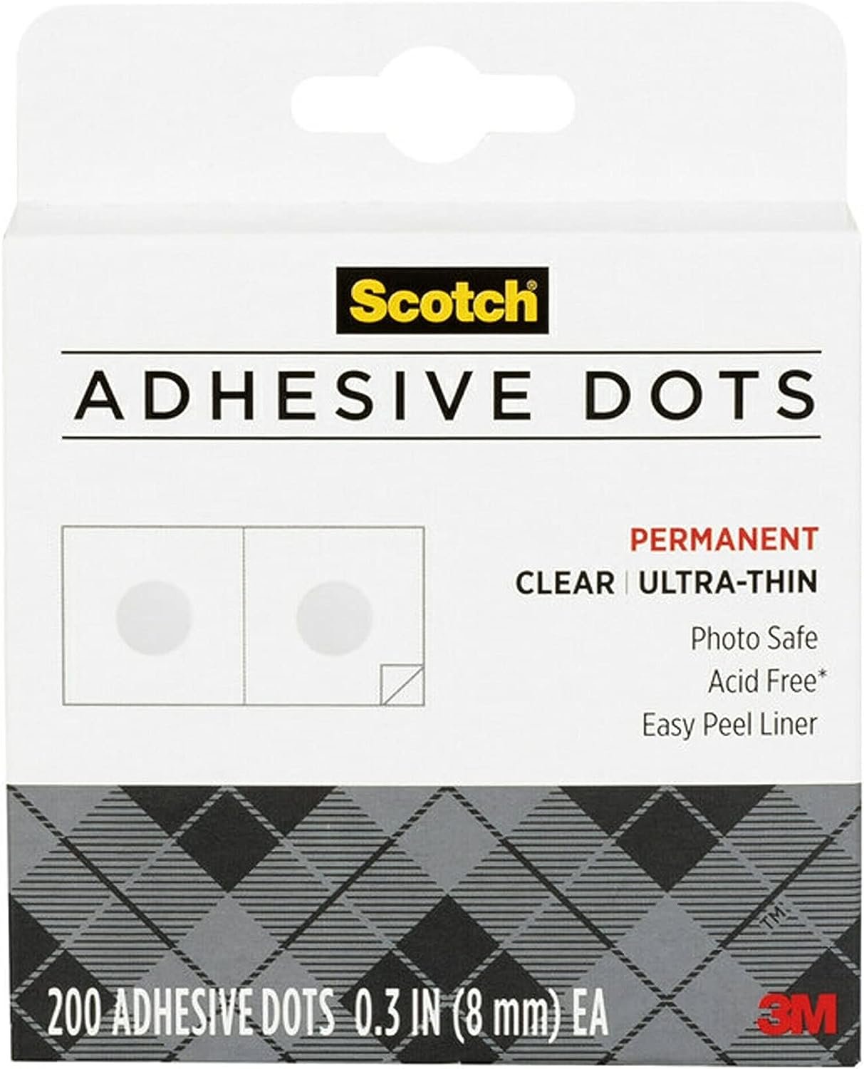 Scotch Adhesive Ultra Thin Dots, Clear, 200 Count, Great for Card Making and Scrapbooking (010-200UT-CFT)