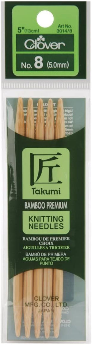 Clover Bamboo Double Point Knitting Needles, 5-Pack