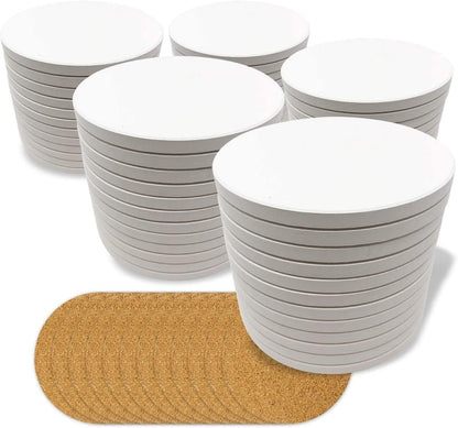 PIXISS Round Ceramic Coasters with Cork Backing - 50