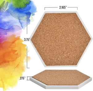 PIXISS Hexagon Ceramic Coasters with Cork Backing - 50