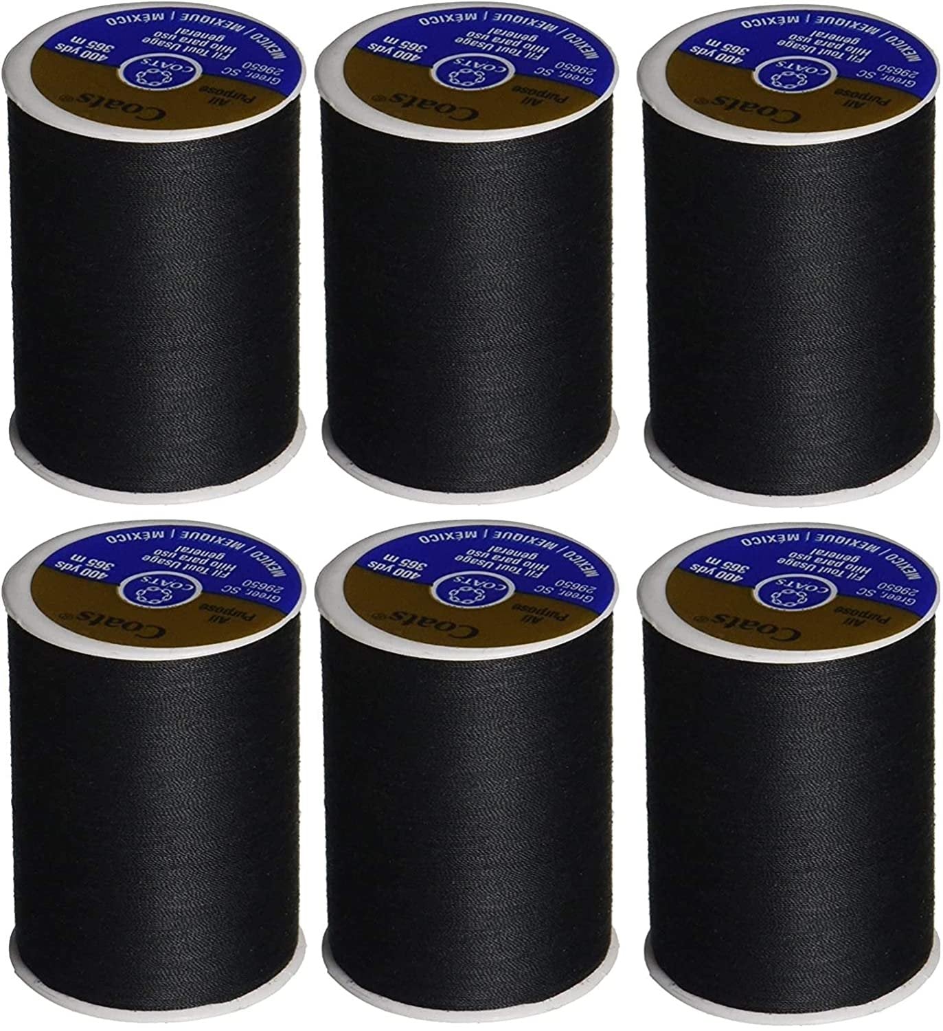 Coats & Clark Dual Duty All Purpose Thread 400 Yards Black 230-2 (6-Pack)