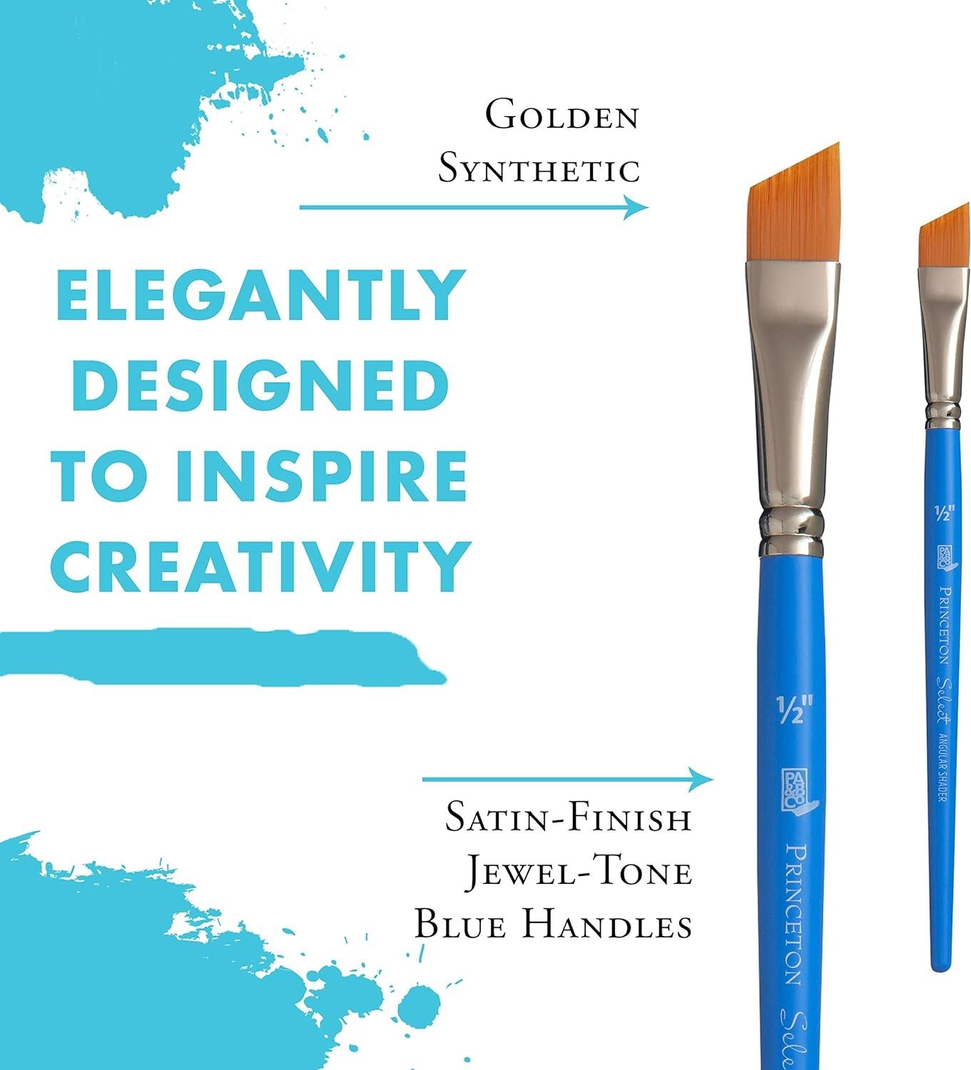Princeton Art & Brush Princeton Select Artiste, Series 3750, Paint Brush for Acrylic, Watercolor and Oil, Angle Shader, 1/2 Inch