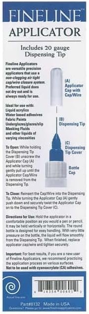 Fineline Applicators 1 oz Empty Fineline 20 Gauge Precision Applicators (3 Per Pack)