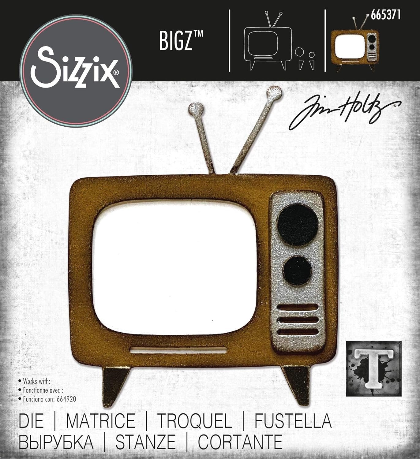 Sizzix Bigz Die Retro TV by Tim Holtz, 665371, Multicolor