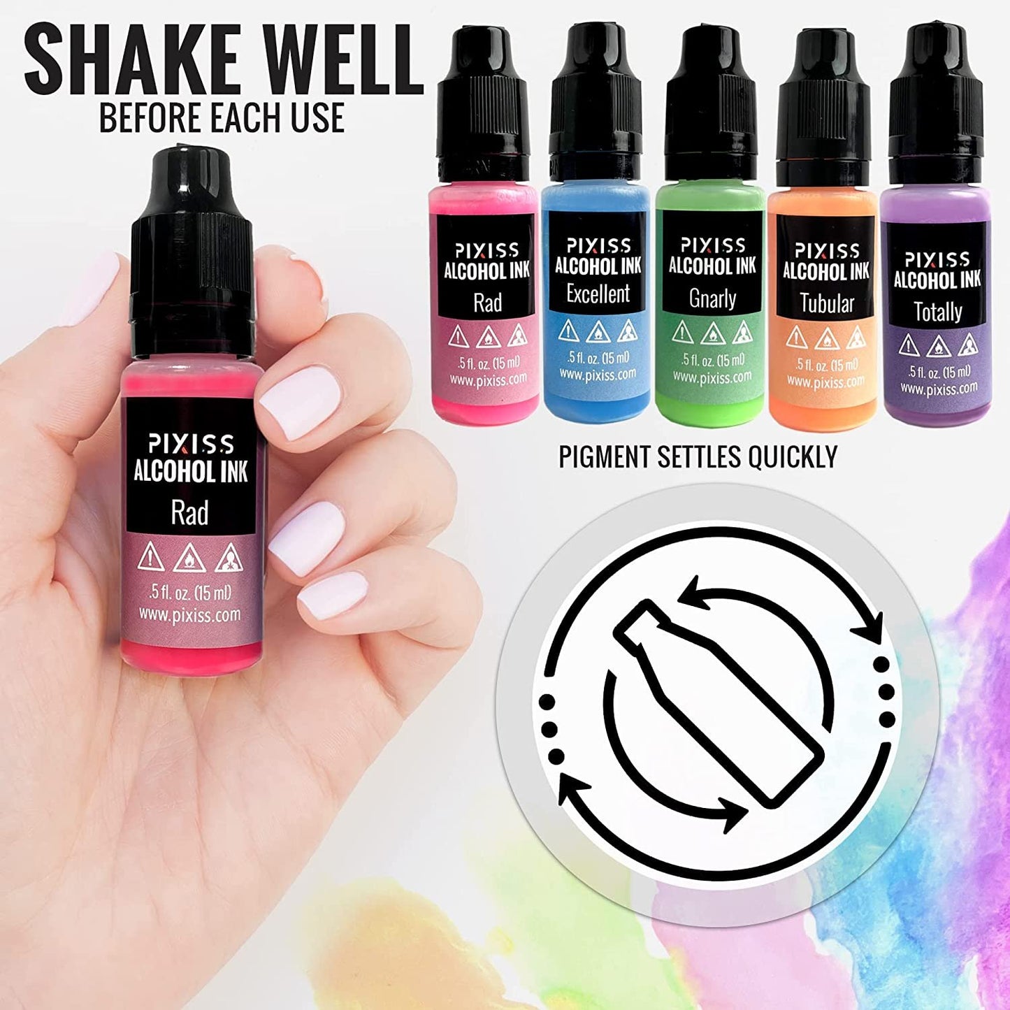 PIXISS Alcohol Ink Set of 5 - Glow In The Dark