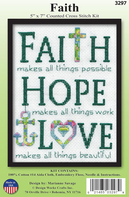 Design Works Crafts Cross Stitch Kit, Faith (14 Count)