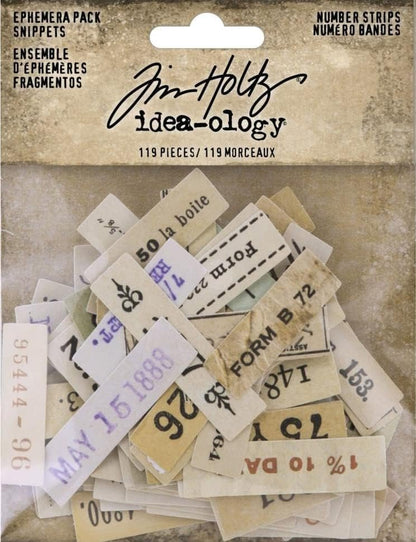Idea-ology Tim Holtz Idea-Ology 2022 Memoir Ephemera Pack & Number Strips Snippets - 2 Item Bundle Ivory