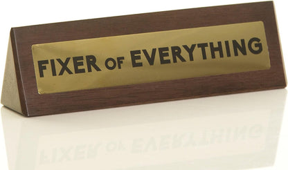 Boxer Gifts Fixer of Everything Joke Wooden Desk Plaque Sign - Funny Office Desk Accessories - White Elephant Gag Gifts For Coworkers & Boss - Unique For Dad From Son Daughter