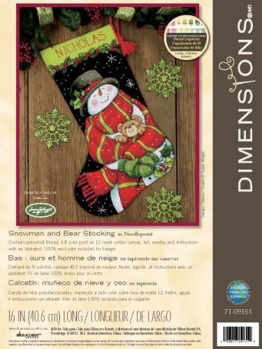 Dimensions Gold Collection Counted Cross Stitch 'Snowman Gathering' Personalized Christmas Stocking Kit, 18 Count White Aida, 16"