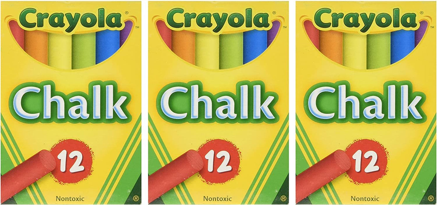 Crayola Chalk, Assorted Colors, 3 X 12 Sticks Per Box (36 Chalks)
