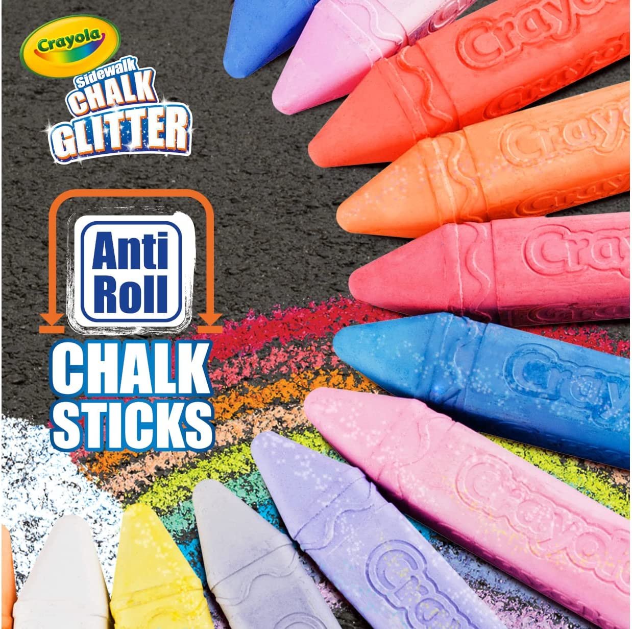 Crayola Outdoor Chalk, Glitter Sidewalk Chalk, Summer Toys, 5 Count