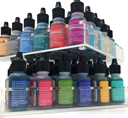 Pixiss Alcohol Ink Display Tray for Storage Carrying or Organizer, Displays 30x 0.5-Ounce Bottles of Alcohol Ink, Stickles, Glossy Accents or Reinkers, Travel Case (Ink not Included)