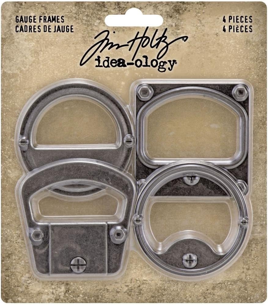 Tim Holtz Idea-Ology 2022 Gauge Dials & Metal Gauge Frames - 2 Item Bundle, Ivory