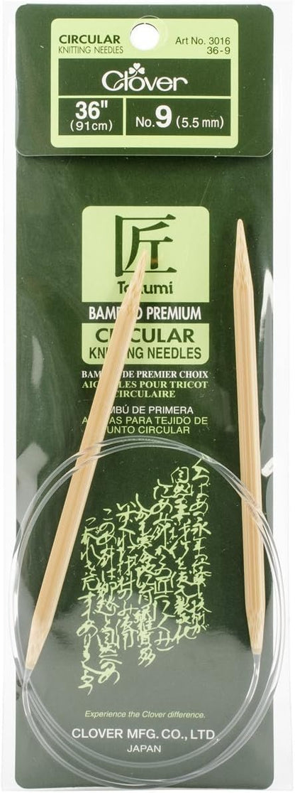 Clover Takumi Bamboo Circular 36-Inch Knitting Needles, Size 9 (3016/36-09)